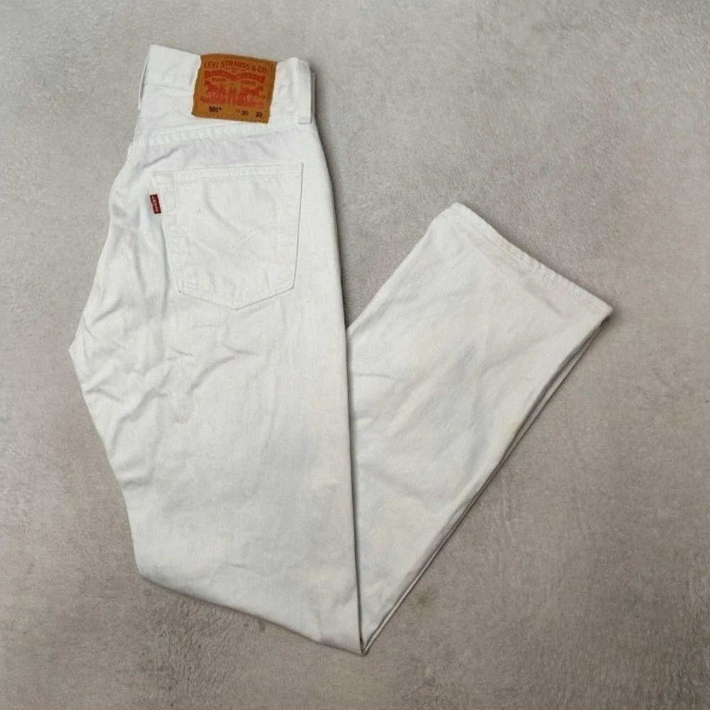 Levis 501 Jeans Mens 30x32 White Straight Light Wash Denim 5-Pocket Classic Fit